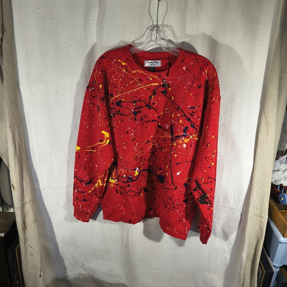 Unisex Large Red Sweatshirt With Unique Street Wear Art By Timothy Designs